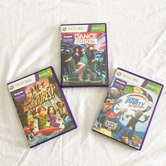 Xbox 360 Kinect Games (Dance Central, Kinect Adventures, & Game Party in Motion) - Picture 1 of 3